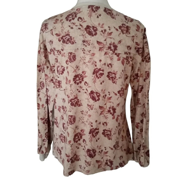 C&C California Floral V Neck Long Sleeve Soft Jersey Rib Knit Trim Size Medium - Picture 3 of 8